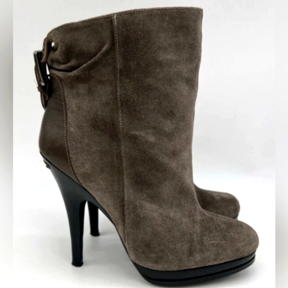 MICHAEL by Michael Kors Grey Slouch Suede Ankle Heel Booties